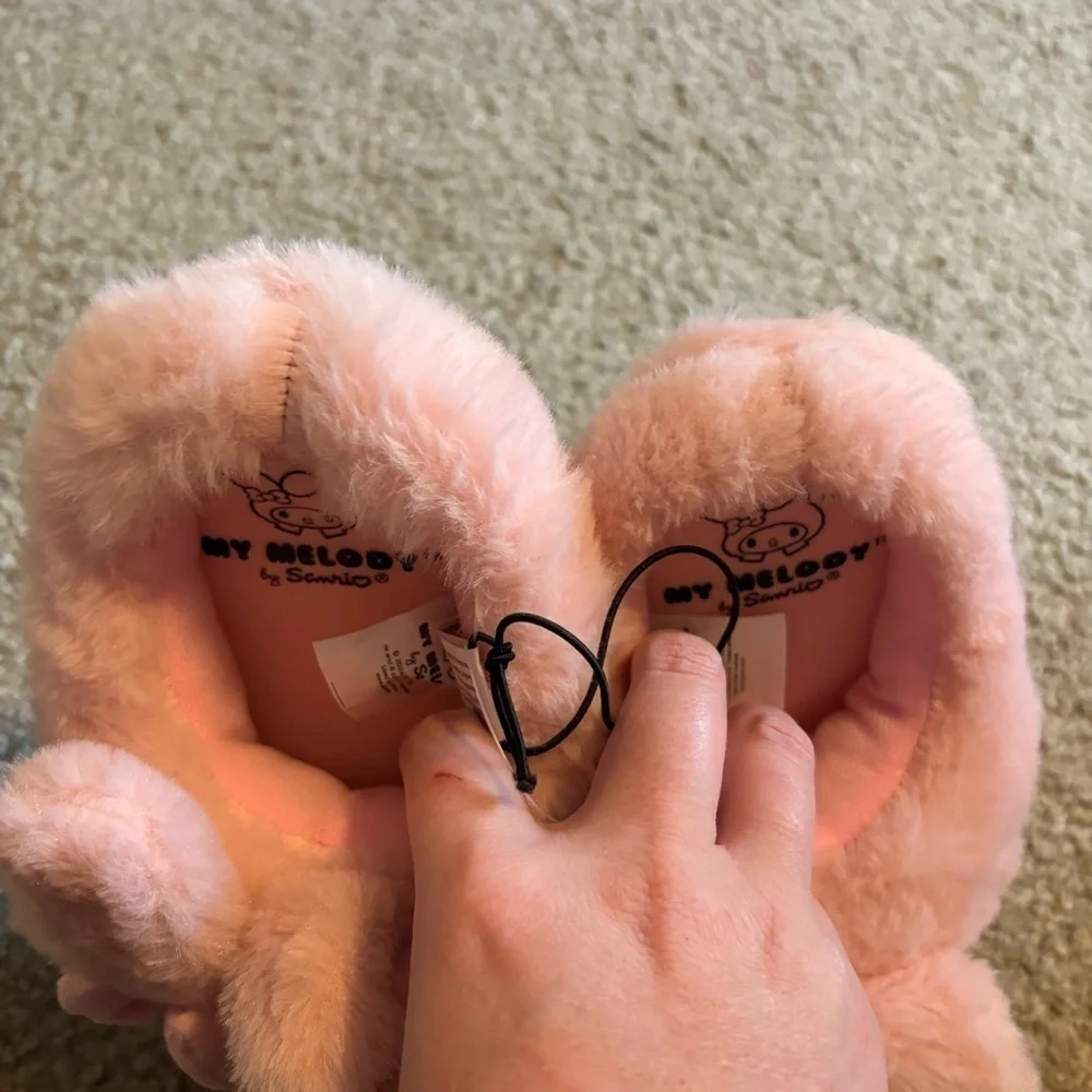 Hello Kitty My Melody Plush Slippers NEW 11/12 Pink Kids Girls